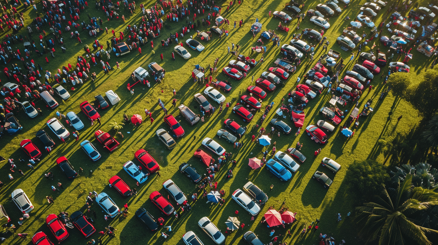 a parking lot full of cars