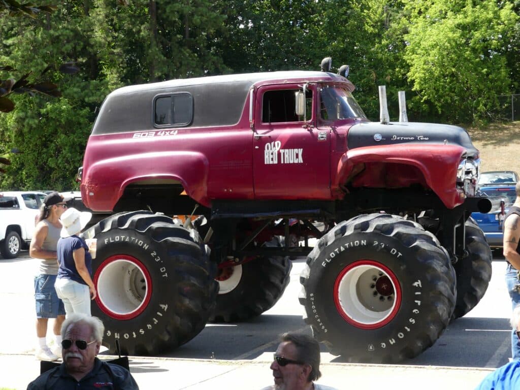 old red truck monster truck salute the troops car show 6