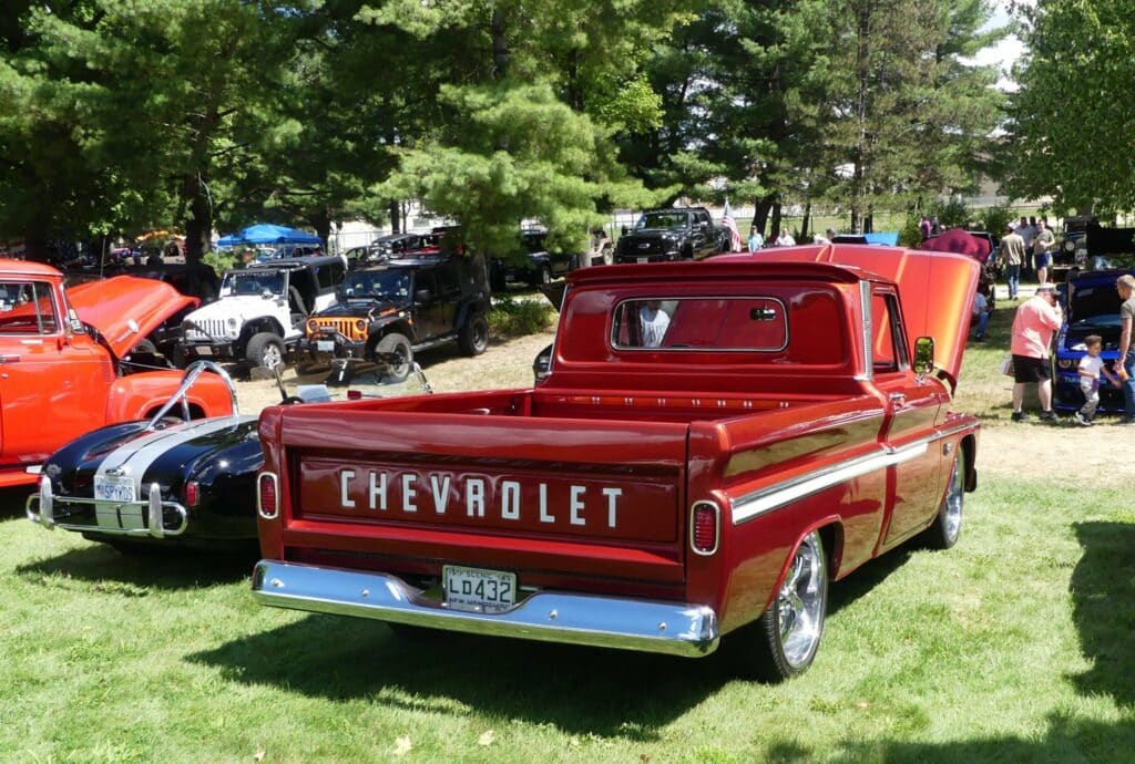 red chevrolet truck scenic salute the troops car show 6